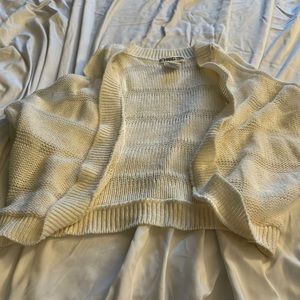 Hang Ten White Knit Short-sleeved Cardigan with Shoulder Cutouts